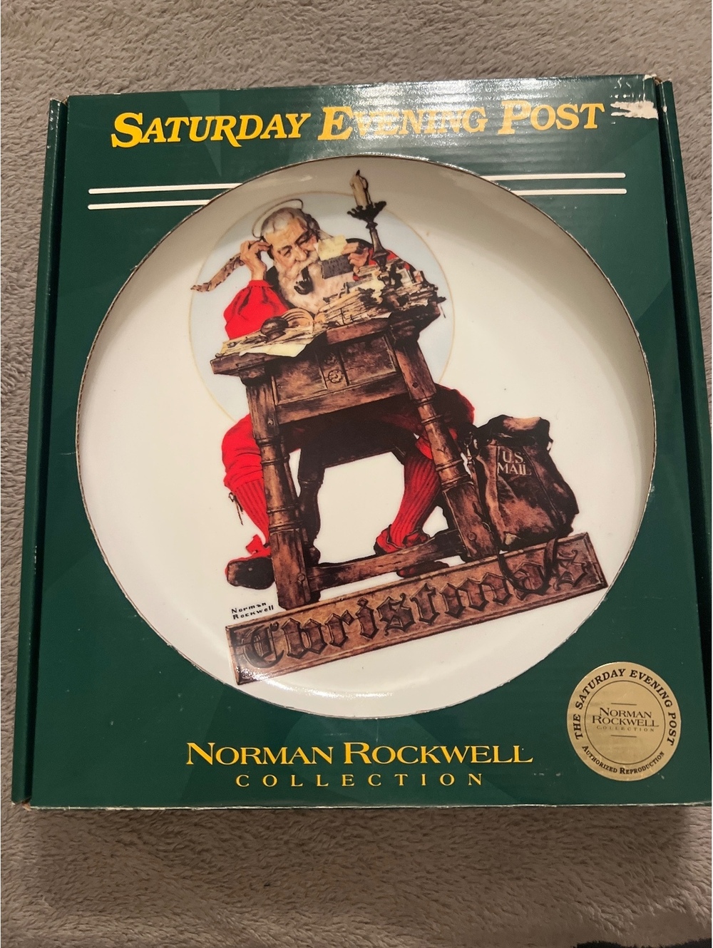 Norman Rockwell Christmas Collection Porcelain Plate - Dear Santa Post Cover 193